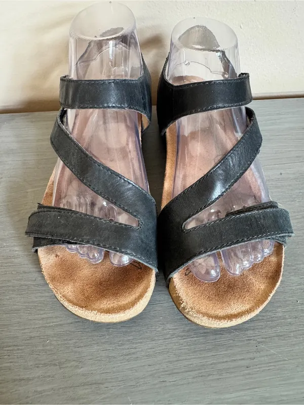 Josef Seibel Womens Black Leather Tonga Sandals EU 39 US 8.5 - Image 2