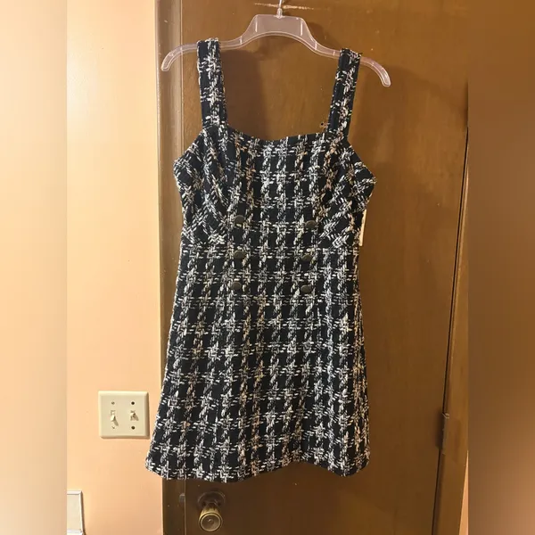 NWT Anthropologie Maeve black & white tweed mini dress - Image 3