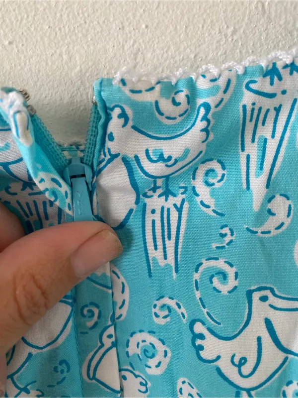Lilly Pulitzer vintage pelicans Turquoise & White Paisley Spaghetti-Dress - Image 6