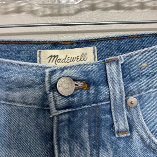 Madewell 100% Cotton Relaxed Denim Shorts Rosemount Wash Destroyed Hem - Size 23 - Image 5