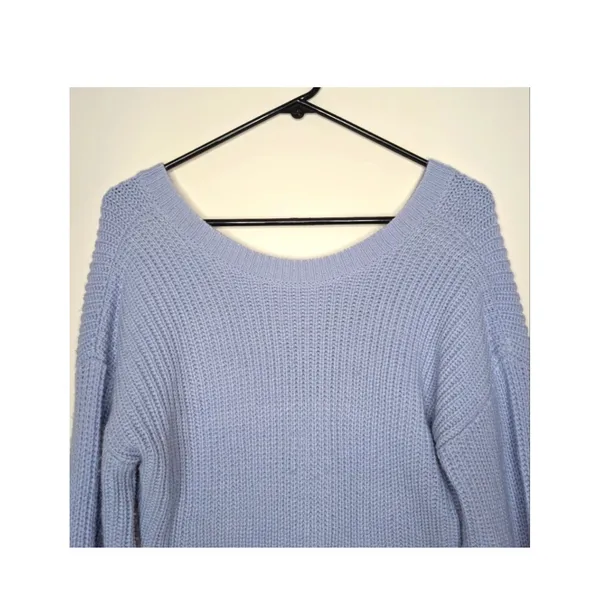 Lulus Blue Crop Reversible Knit Sweater XS‎ Balletcore Coquette Romantic Coastal - Image 5