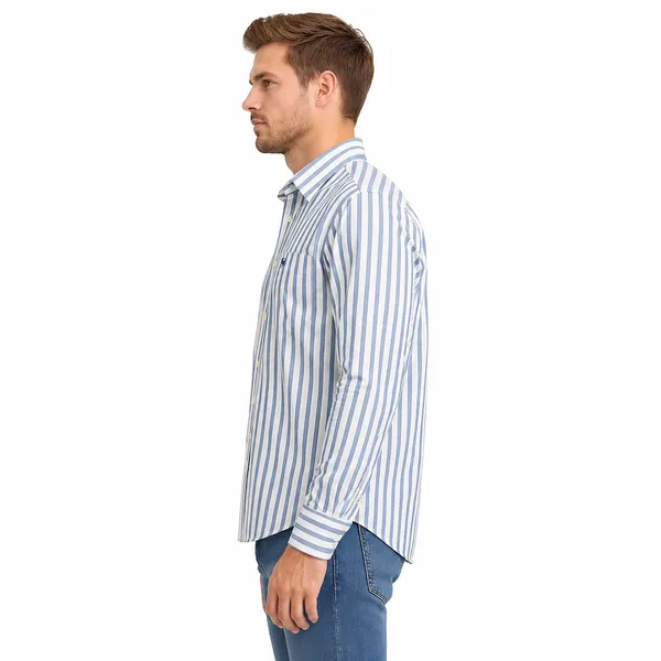 Abercrombie & Fitch Striped Button Down Shirt Blue White Size Small - Image 3