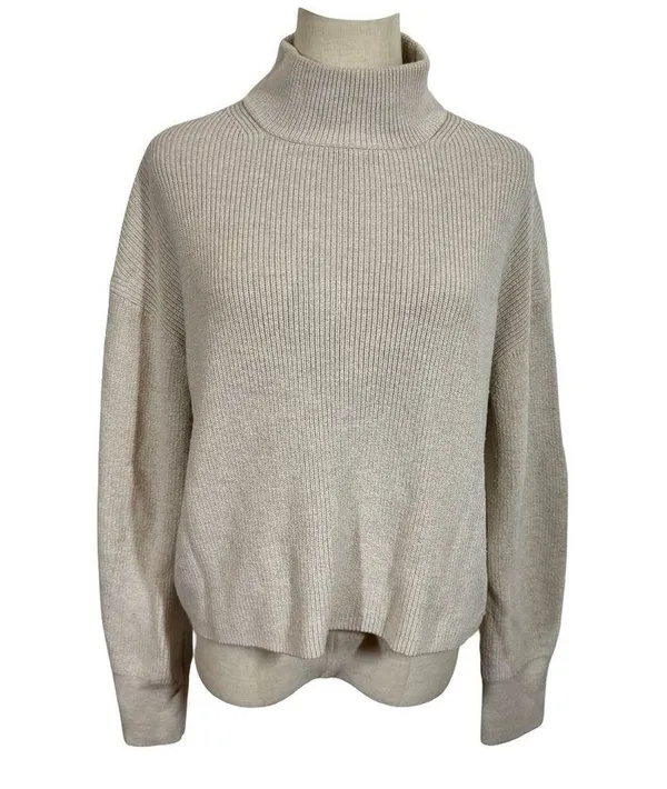 Lululemon Merino Wool-Blend Ribbed Turtleneck Sweater Heathered Natural Ivory - Image 5