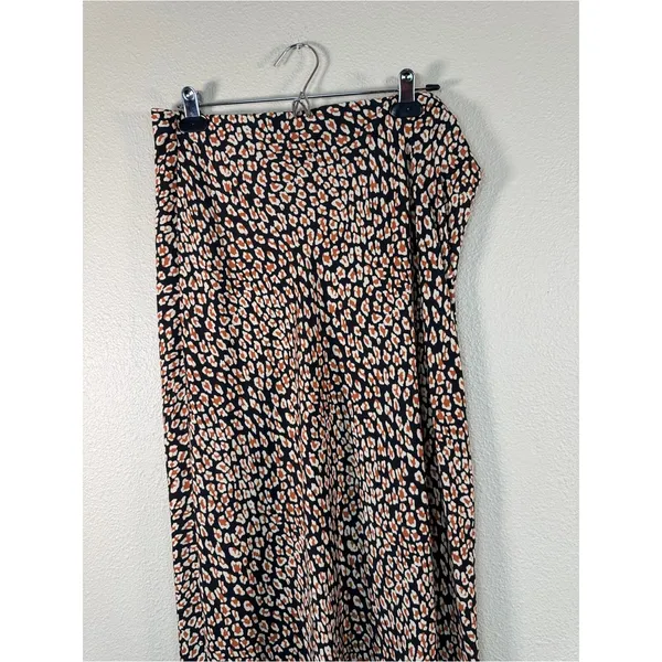 Intimately Free People Black Tan Animal Print Satin Maxi Skirt Womens XL Casual - Image 10