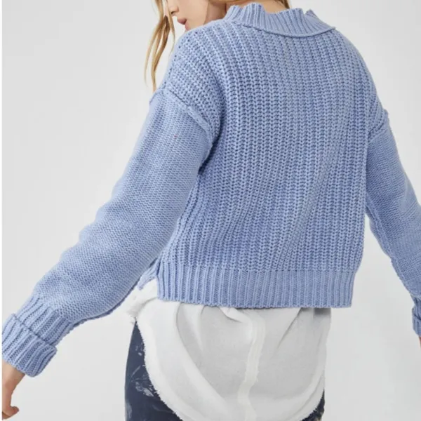 Free People Bell Song Pullover Sweater in Vintage Light Blue Small S‎ - Image 7