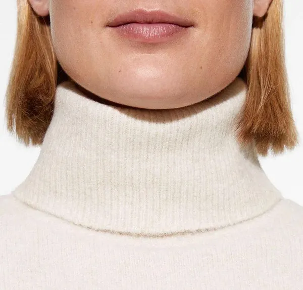 Oysho ribbed asymmetric high neck turtleneck knit sweater - Image 7