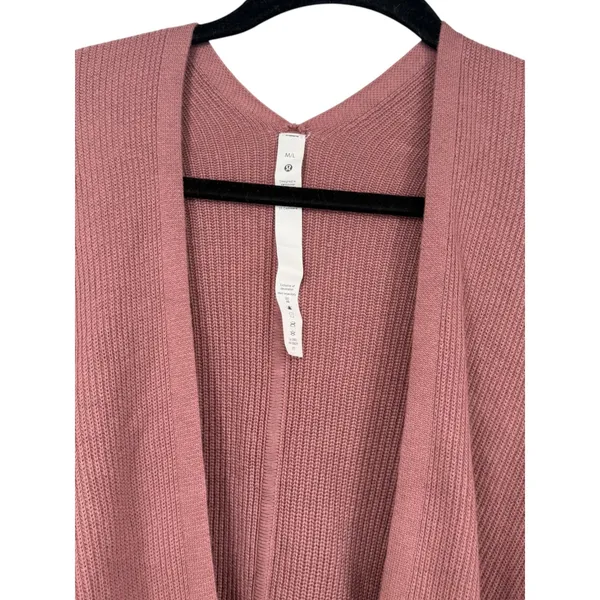 Lululemon Women's Cashlu Knit Textured Wrap Rose Pink Cardigan Sweater Size M/L - Image 8