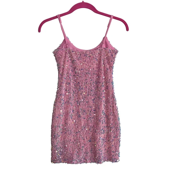 Lucy in the Sky Iridescent Sequin Bodycon Dress in Pink Size XS Party Concert - Image 9