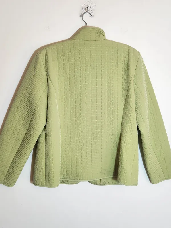 Gallery Lime Green Quilted Zip Up Jacket Size XL - Image 3