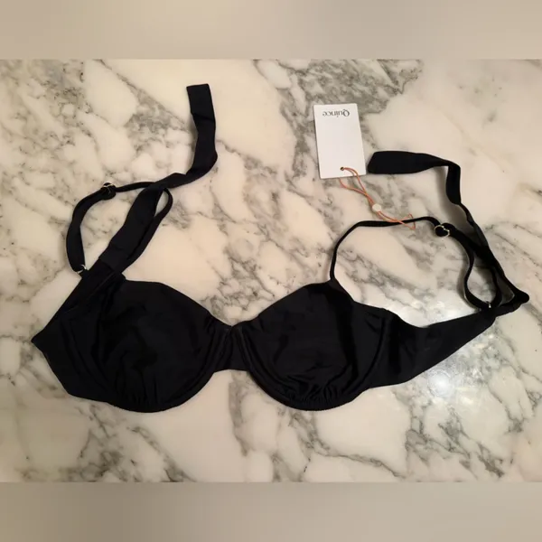 NWT Quince Women's Italian Demi Bikini Top Black Size Medium - Image 5