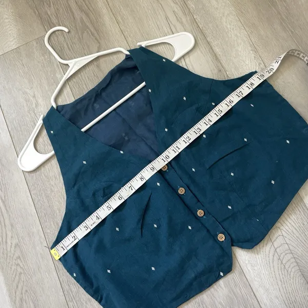Sakhe Embroidered Vest button front crop womens Blue (xlarge) party ethnic work - Image 3