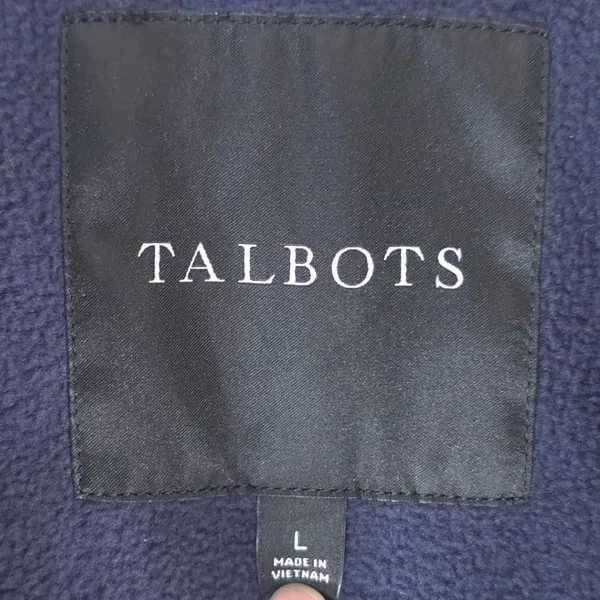 Talbots Quilted Vest Women Large Navy Blue Diamond Fleece Lined Full Zip - Image 6