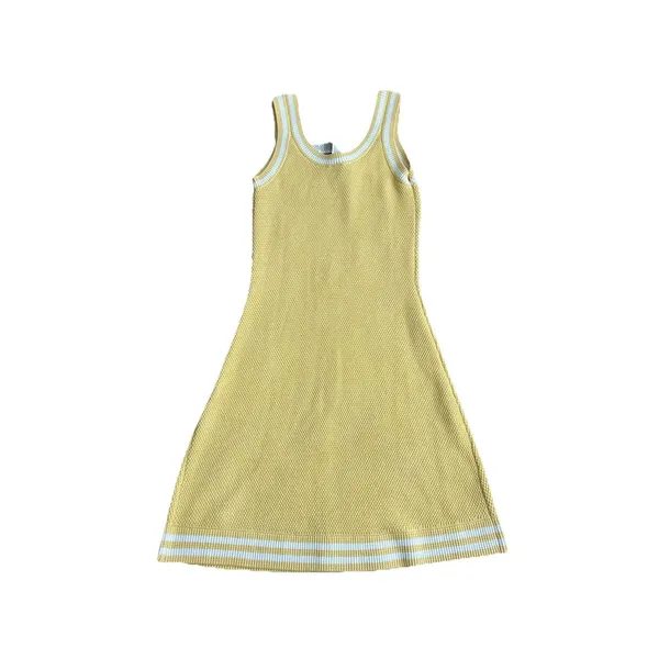 Alo Yoga Tennis Club Sweater Knit Dress White/Warm Butter Yellow Size XXs RARE - Image 7