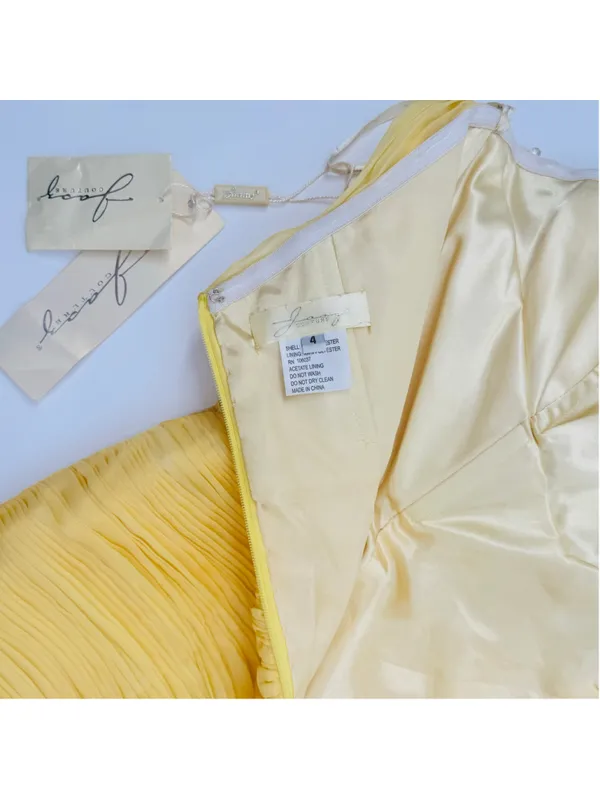 NWT Jasz Couture Strapless Beaded Cocktail Formal Short Dress Yellow Size 4 - Image 7