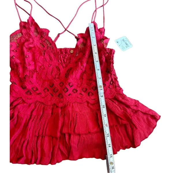 Free People One Cherry‎ Red Adella Cami NEW Sz M - Image 7