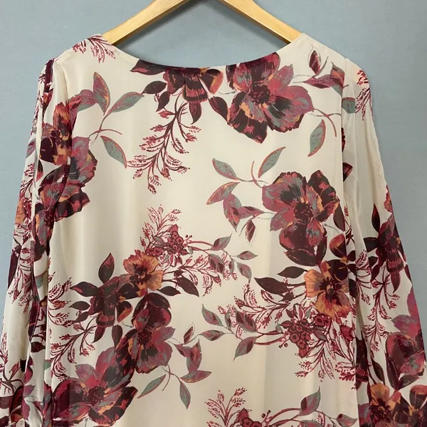 Lulus Shifting Dears Floral‎ Shift Dress Cut Out Sleeve Beige Cream Mini Large - Image 8