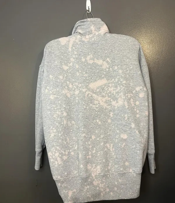 Aerie Sweatshirt Womens XS Gray Bleach Tie Dye Cowl Neck Fleece Pullover Lounge - Image 4