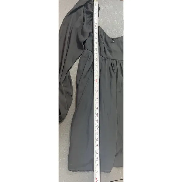 Abercrombie & Fitch Black Smocked Babydoll Mini Dress XS Sheer Sleeve Coquette - Image 8