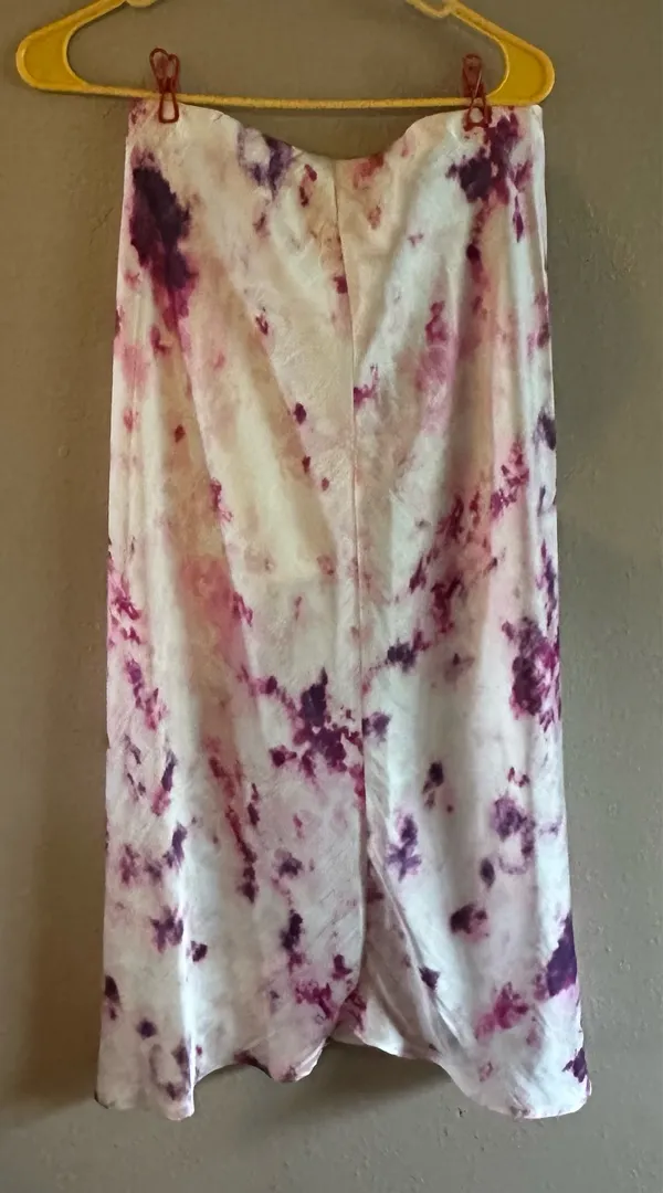 Bardot Kendal Tie Dye Satin Midi Slip Skirt Purple Pink Watercolor Bias Cut M 8 - Image 2