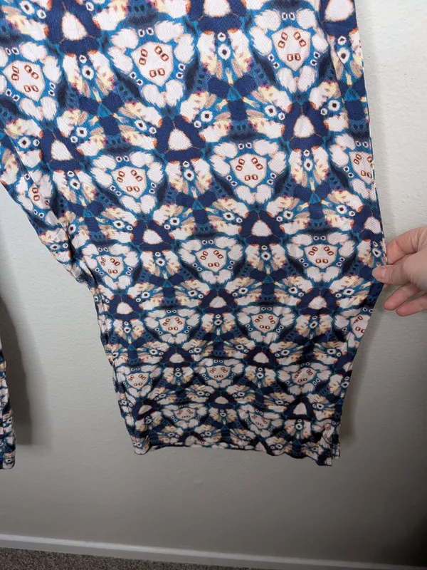 Anthropologie Geometrical Blue White Wide-Leg Pull on Pants XL - Image 5