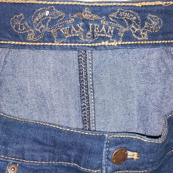 Mini Skirt Womens Size large Front Button Denim Jean Stretch dark Wash - Image 3