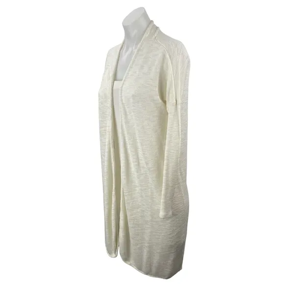 Vila Viril Women's White Basic Knitted Long Sleeve Duster Cardigan Sweater Top L - Image 3