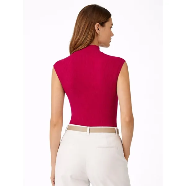 Lafayette 148 New York Sleeveless Mock Neck Ribbed Tank in fuchsia Pink size XL - Image 2