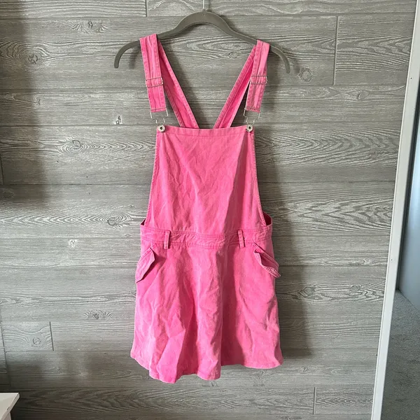 White Birch Pink Acid Wash Denim Overall Dress Mini Skirt Bib‎ Style S - Image 2