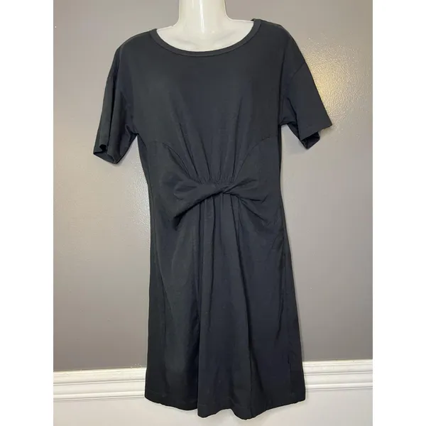 Aerie T Shirt Dress Womens Small Black Twist Knot Front Waist Short Casual - Image 2