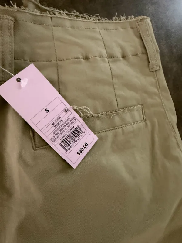 Wild Fable Women's Beige Khaki Wide Leg Raw Hem Waistband Pants - Image 6