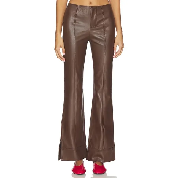 Free People Glow Up Faux Leather Pant in Potting Soil size 8 NWT - Image 6