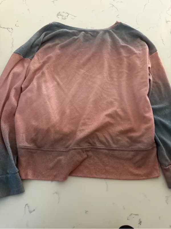Onzie Rose Pink and Slate Blue Ombre Crew Neck Sweater - Image 2