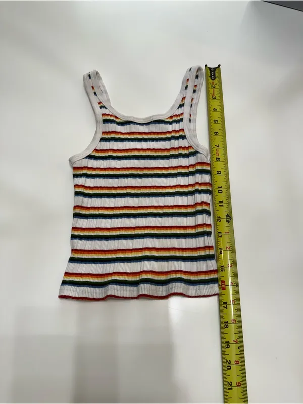 Brandy Melville Striped Ribbed Tank Top in White Multicolor - Image 5