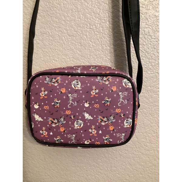 NWOT Loungefly Disney Mickey Mouse & Friends Purple Halloween AOP Crossbody Bag - Image 3