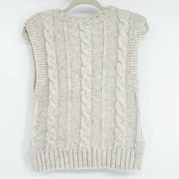 American Eagle Womens Wool Blend Fisherman Cable Knit Sweater‎ Vest Size S Beige - Image 10