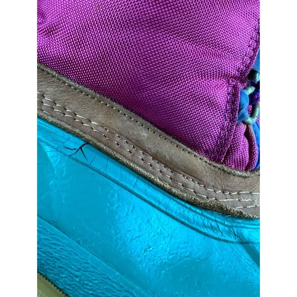 90s Vintage Eddie Bauer Duck Boots Womens 6 Colorblock Teal Magenta Blue Rare - Image 7