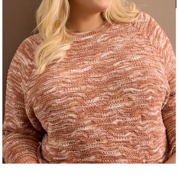 Arula Spice And Cream Variegated Crop Sweater NWT 1X - Image 2