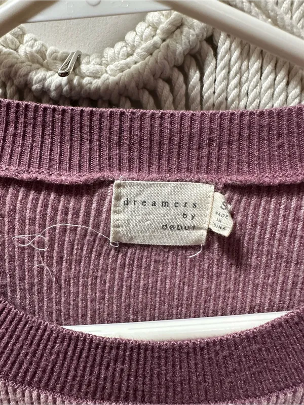 Dreamers Mauve Two-Tone Ribbed Crewneck Sweater - Image 2