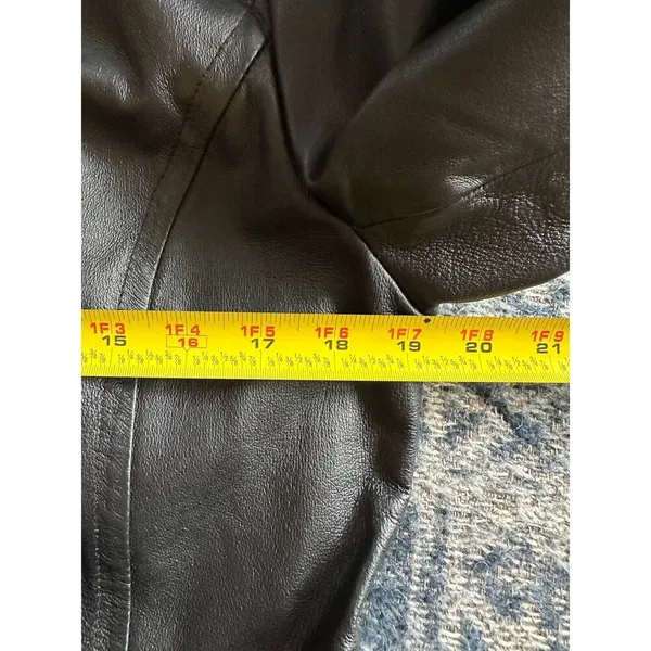 Women's Worthington Brand Black Leather Button Up Jacket RN 93677 Size Medium - Image 7