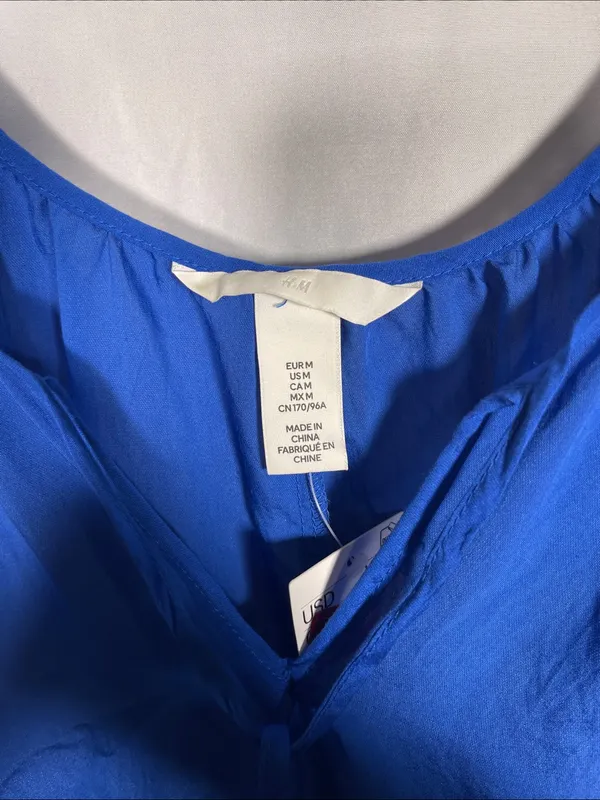 H&M Womens Blue Strappy Mini Dress Medium New - Image 3