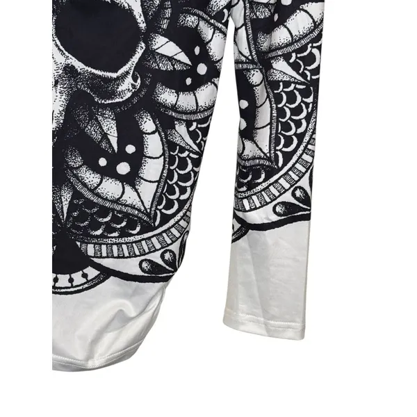 Dressfo Women's‎ Top Gothic Skull Bone Print Long Sleeve Off Neck White Sz.6 NWT - Image 3