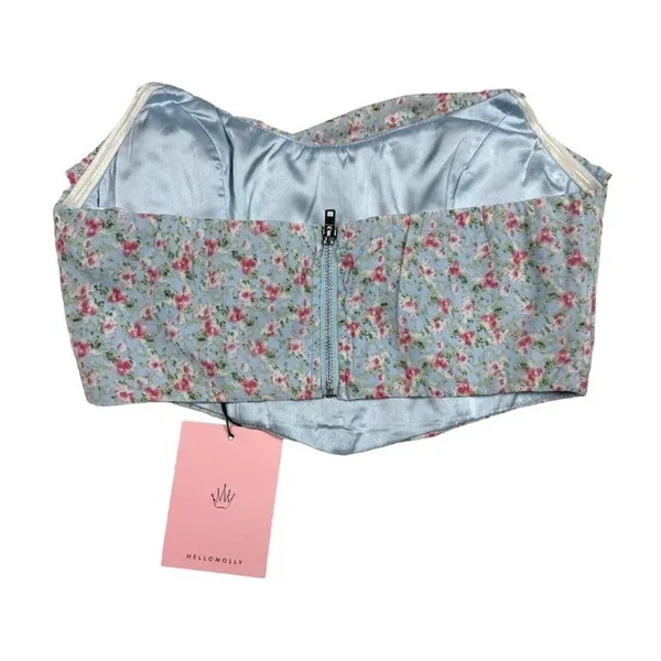 Hello Molly - Sylvan Scenes Floral Crop Top in Blue and Pink - Image 3