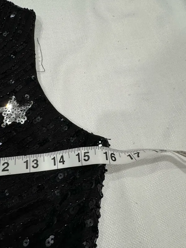 Black Celestial Sequin One Shoulder Mini Dress Size M - Image 5