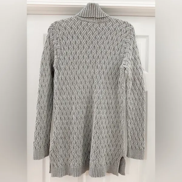 Jeanne Pierre Cable Knit Fisherman Tunic Sweater Gray - Image 6