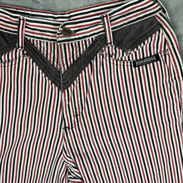VTG Rough Rider Red Black Pin Striped Jeans Women‎ Sz 9/10 Western Cowgirl 90s - Image 2