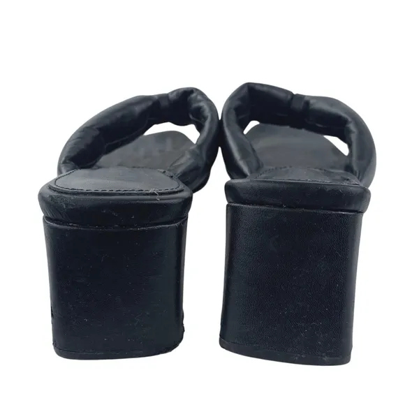 Schutz Fairy Mid Black Leather Square Toe Block Heels Slip On Sandals Size 7.5B - Image 3