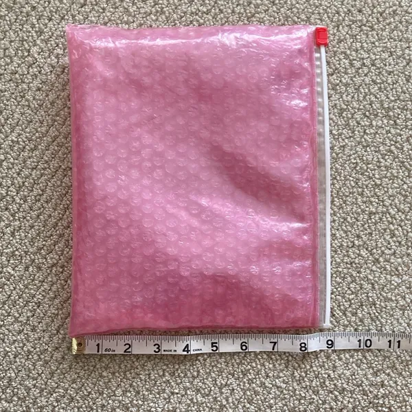 Glossier Bubble Pink Zipper Cosmetic Bag Pouch Slide Closure Like New 10.5” x 9” - Image 5