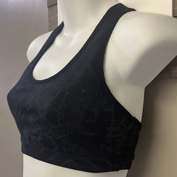 Free People Movement Black/Gray/Coral Abstract Pullover Zip-Up Sports Bra- Small - Image 4