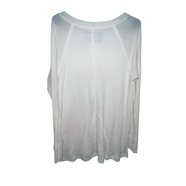 Anthro Maeve Pearson‎ Thermal Waffle Knit Long Sleeve V Neck Top Women Large - Image 4