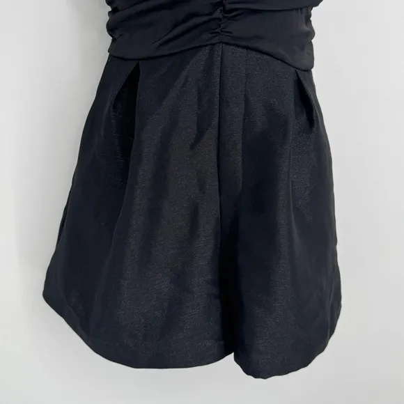 Free People Skylie‎ Saylor Romper Size 4 Black Velvet V Neck Sleeveless Playsuit - Image 4